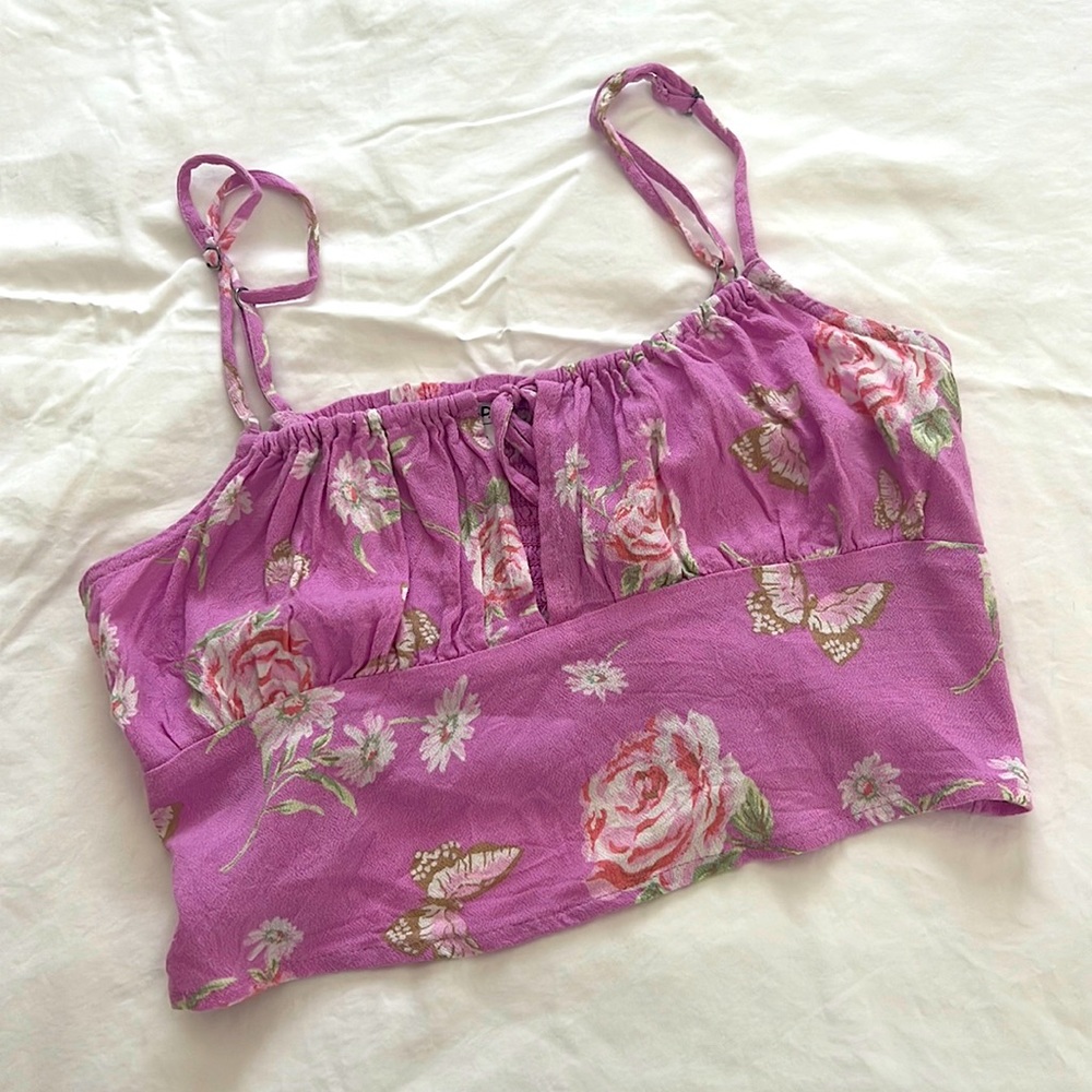 Floral Beach Front Tie Crop Top